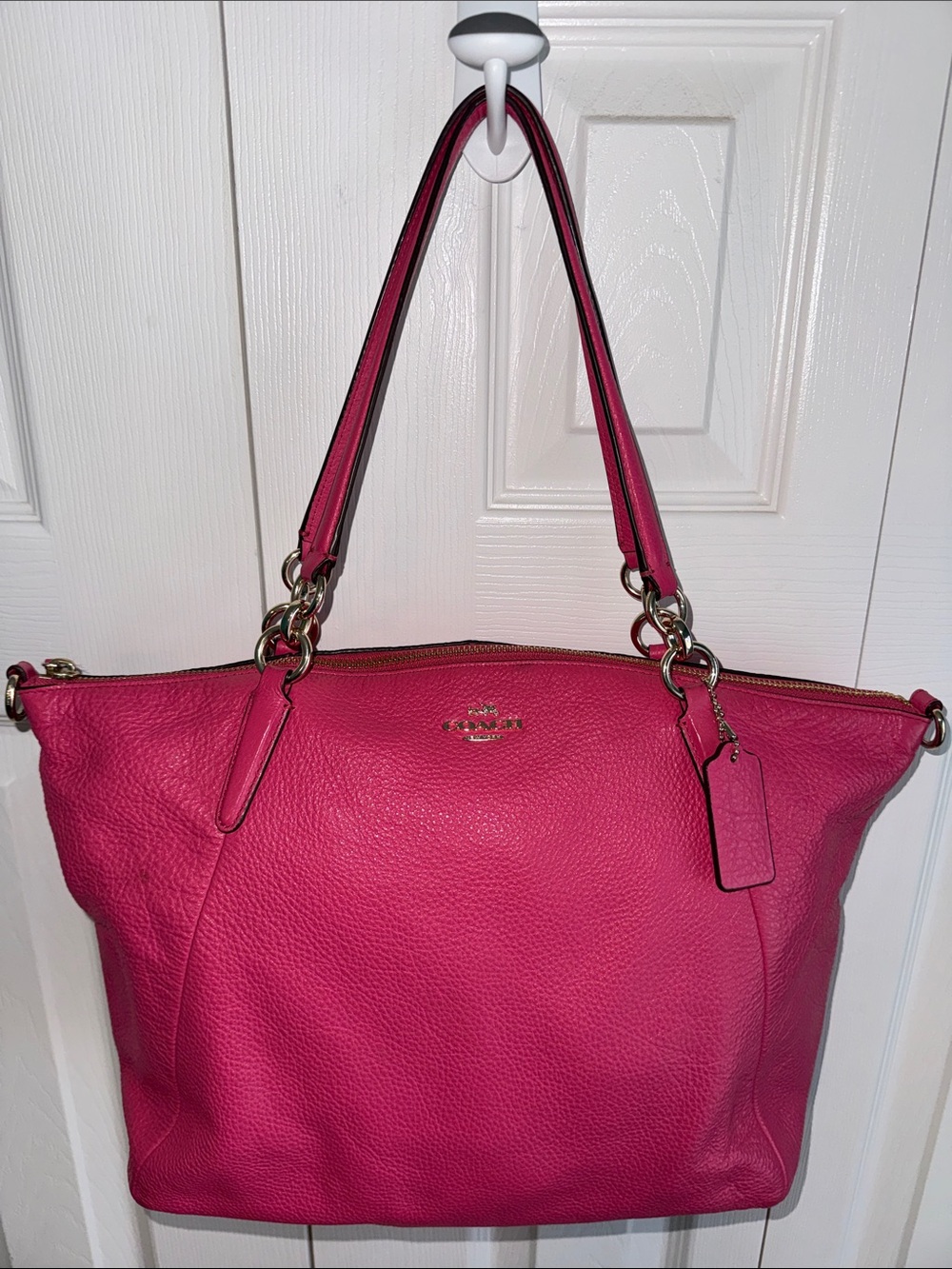 Authentic Coach Pink Pebbled Leather Tote Bag - Picture 4 of 16